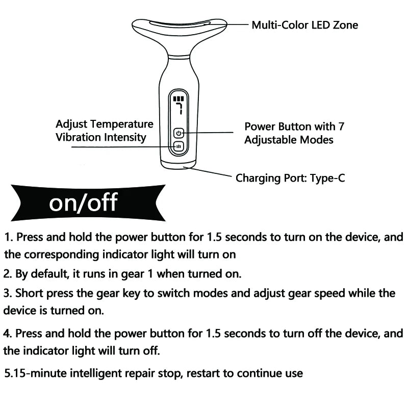 Sculptano 7-Color LED Thermal Vibration Face & Neck Massager