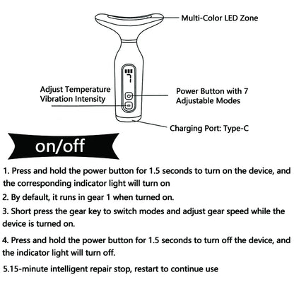 Sculptano 7-Color LED Thermal Vibration Face & Neck Massager