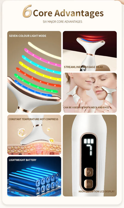 Sculptano 7-Color LED Thermal Vibration Face & Neck Massager