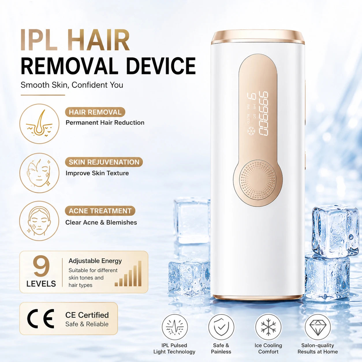 Sculptano Luma-Tech: 3-in-1 IPL &amp; Cooling Epilation System